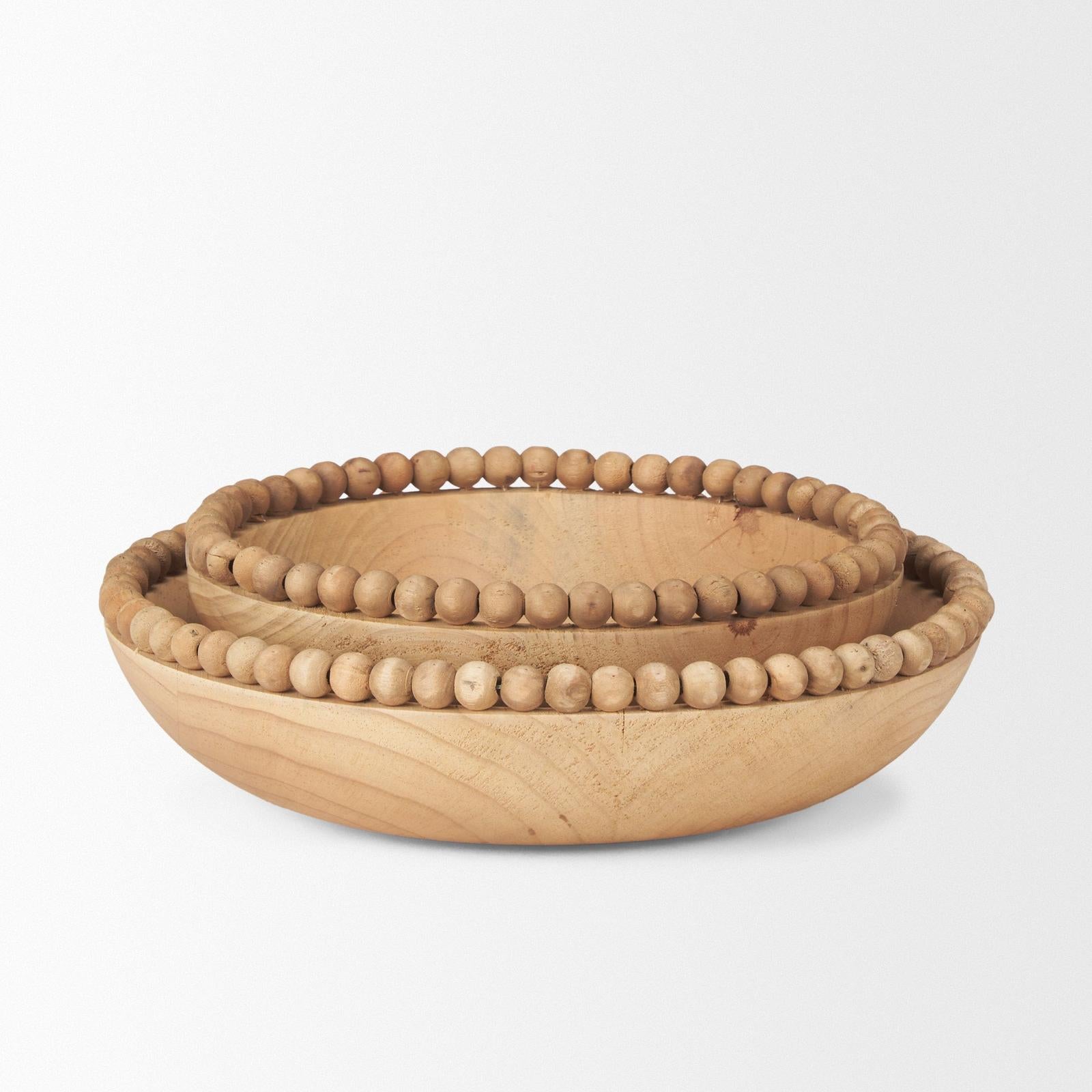 Mercana Wendell Wood w/ Wood Beads Round Bowls