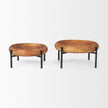 Mercana Wally Round Medium Brown Wood w/ Matte Black Metal Stand Trays