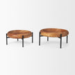 Mercana Wally Round Medium Brown Wood w/ Matte Black Metal Stand Trays