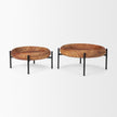 Mercana Wally Round Medium Brown Wood w/ Matte Black Metal Stand Trays
