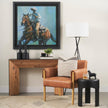Mercana Tabor Natural Wood w/ Black Oak Waterfall Console Table Clearance