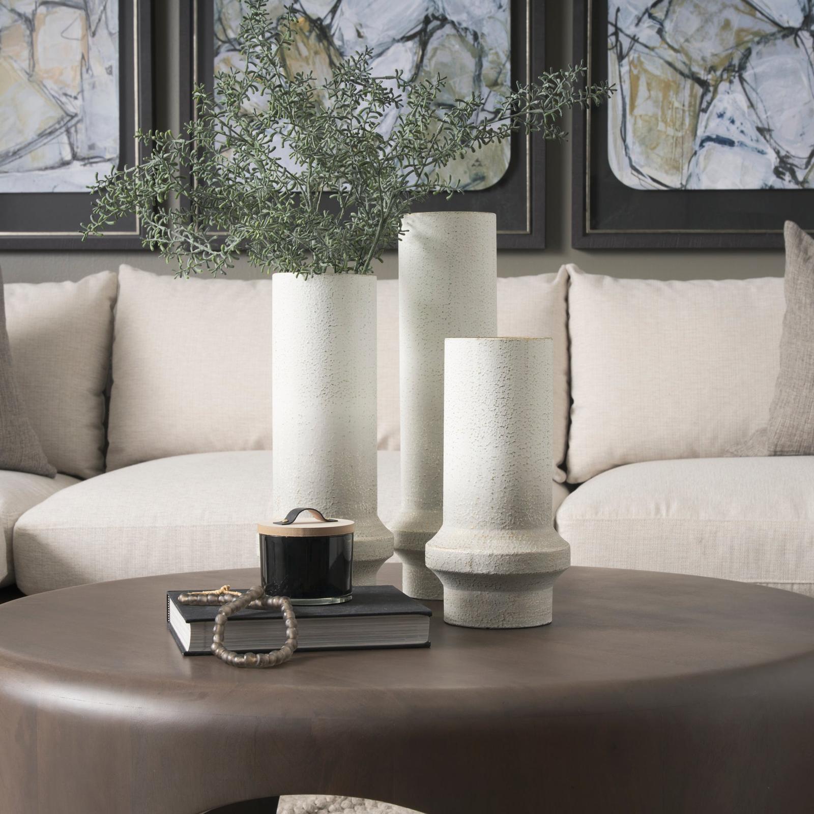 Mercana Tovah Textured White w/ Gold Metal Vase Clearance
