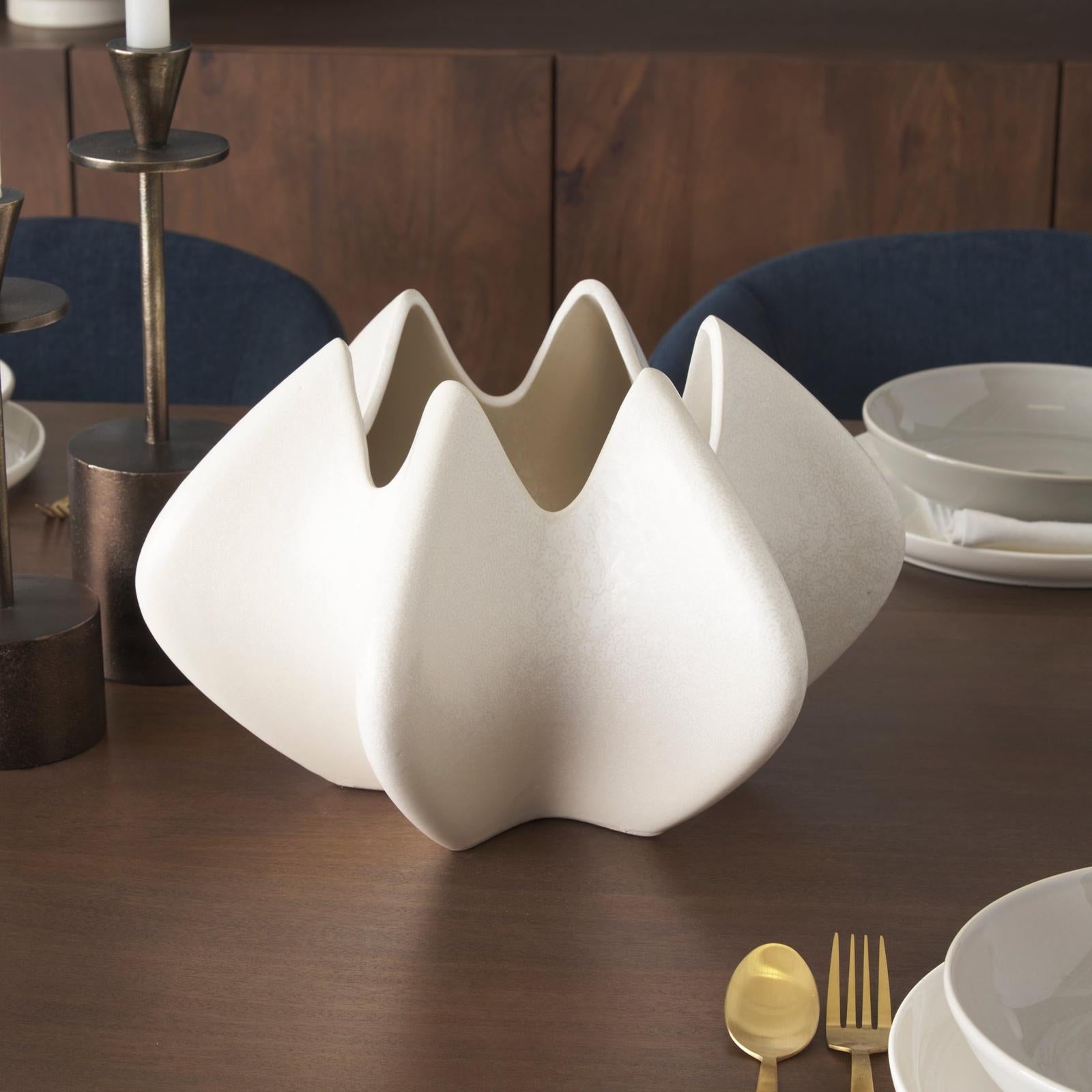 Mercana Ulrich Sculptural Cream Glazed Ceramic Vase