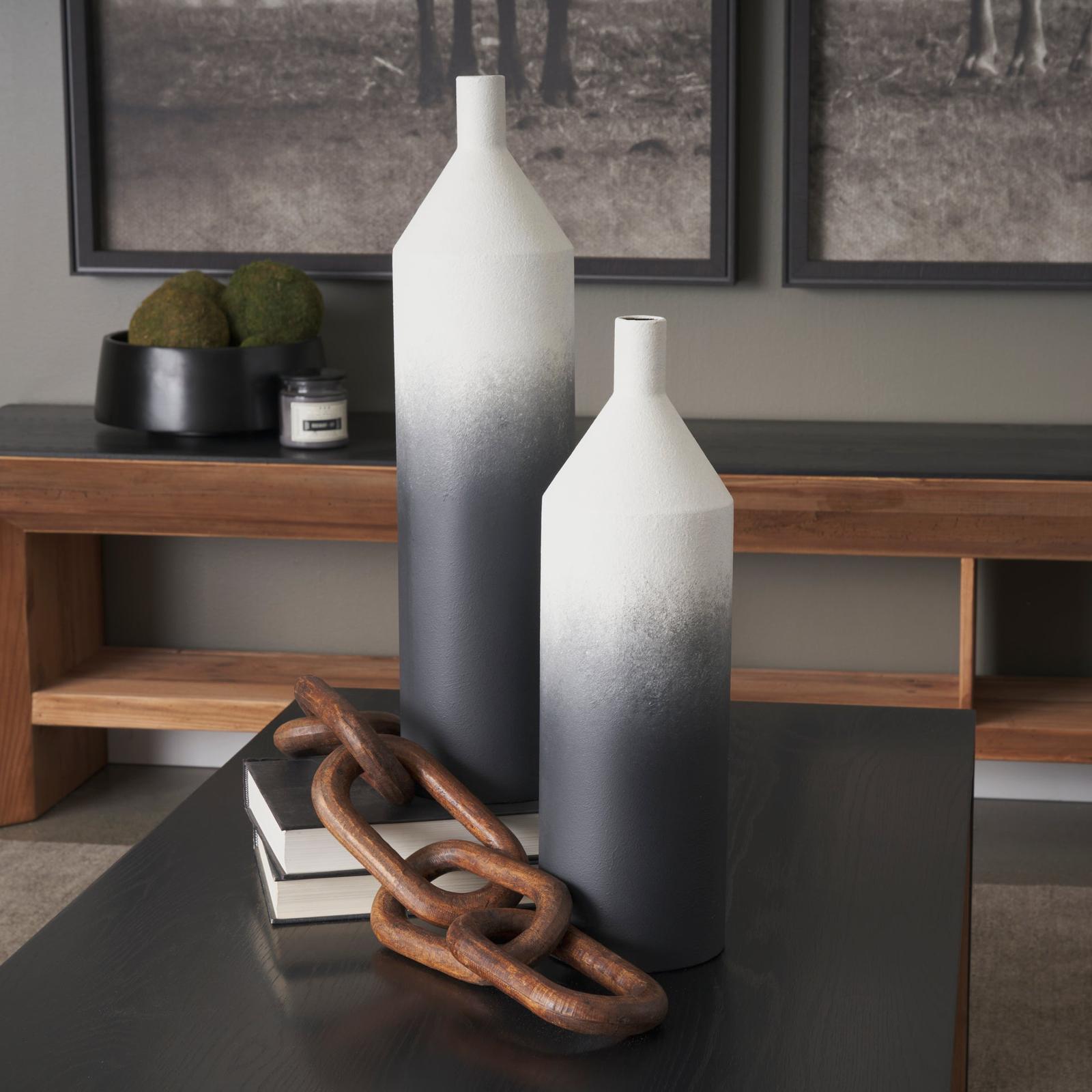 Mercana Townley White w/ Black Ombre Metal Vase Clearance