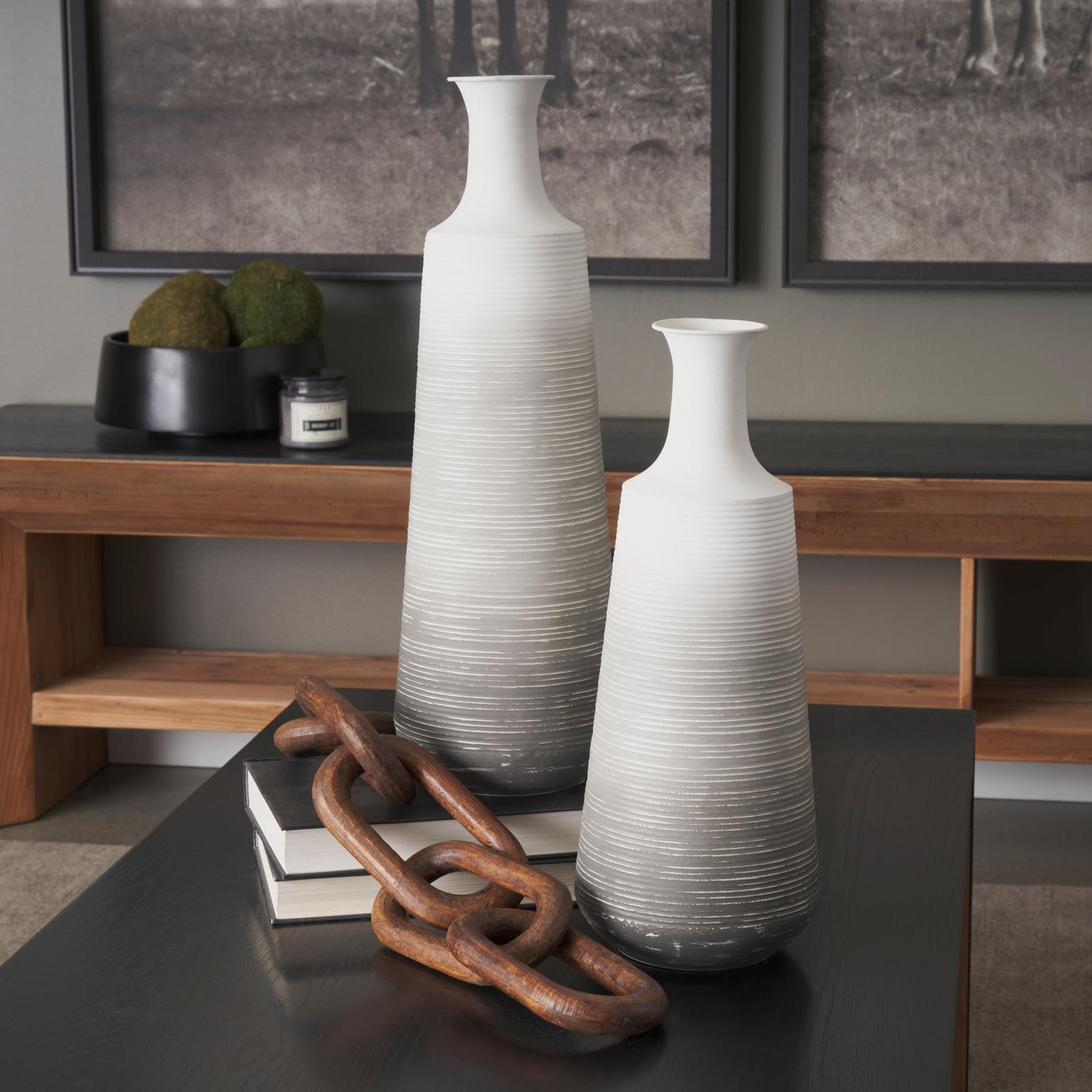 Mercana Toru White w/ Grey Ombre Metal Vase