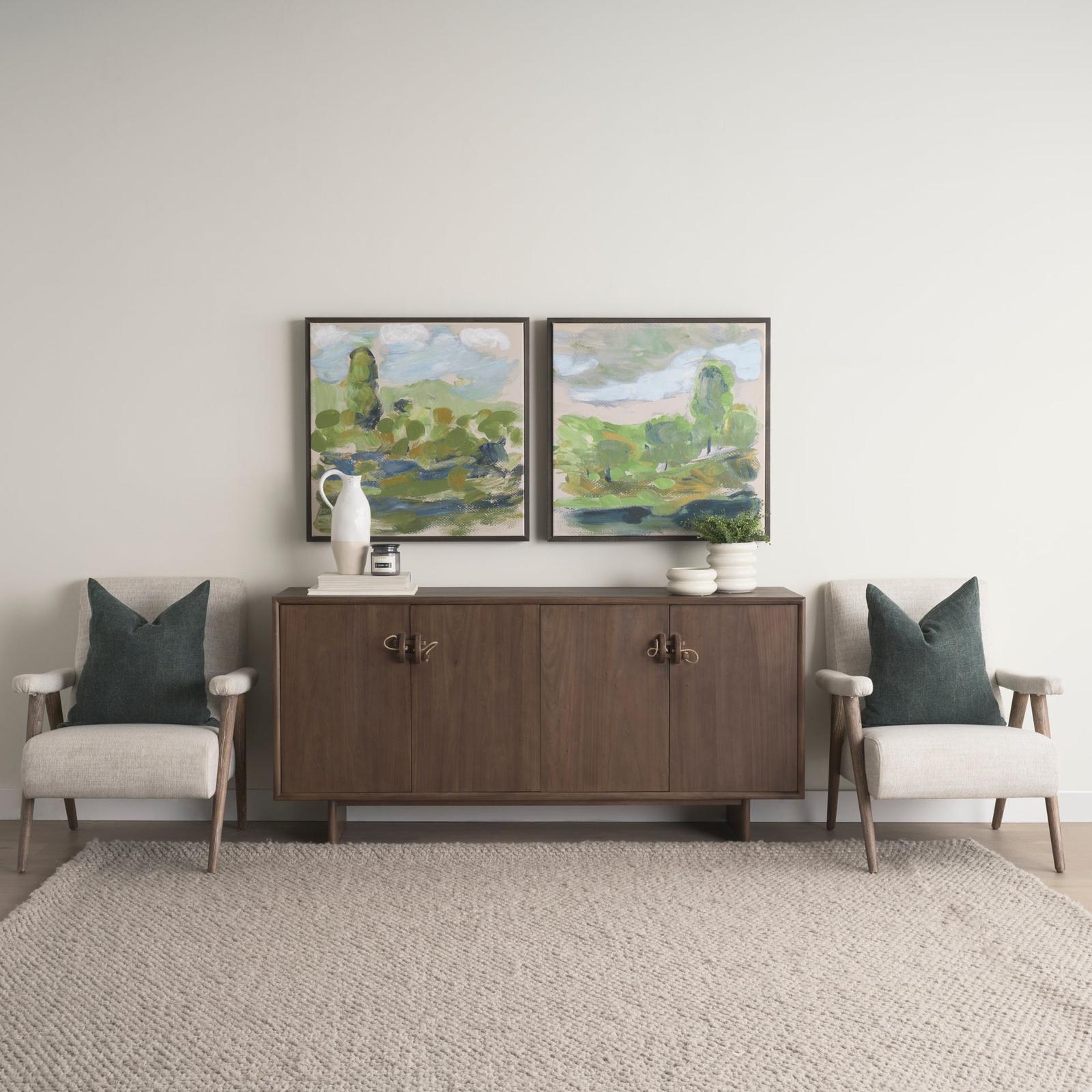 Mercana Nico Oatmeal Upholstered w/ Brown Wood Accent Chair Clearance