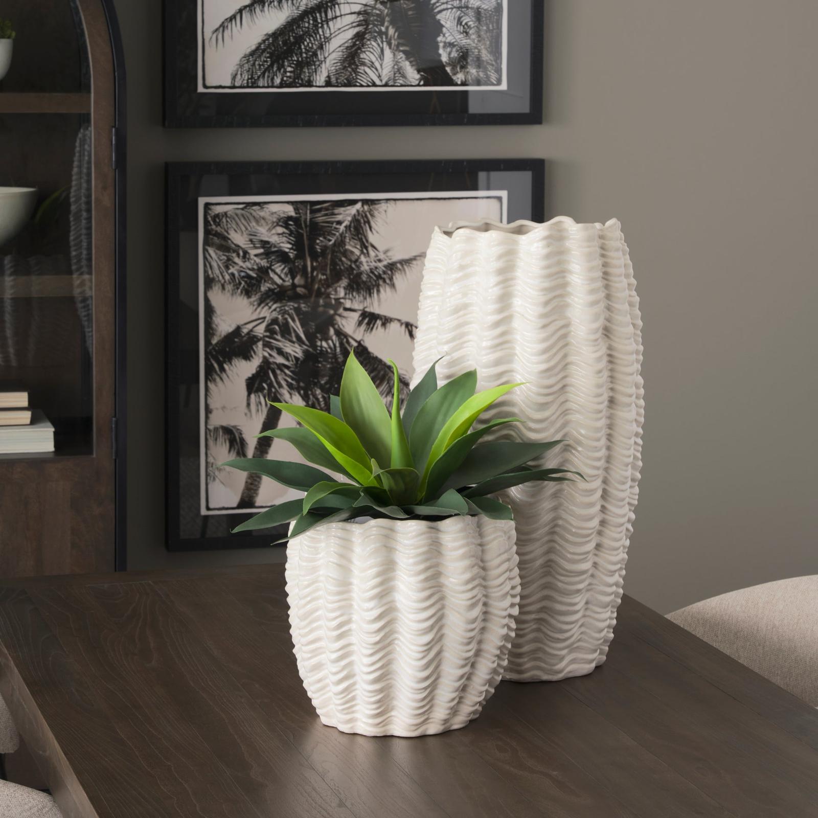 Mercana Velia Seashell Sculptural Cream Glazed Ceramic Vase Clearance