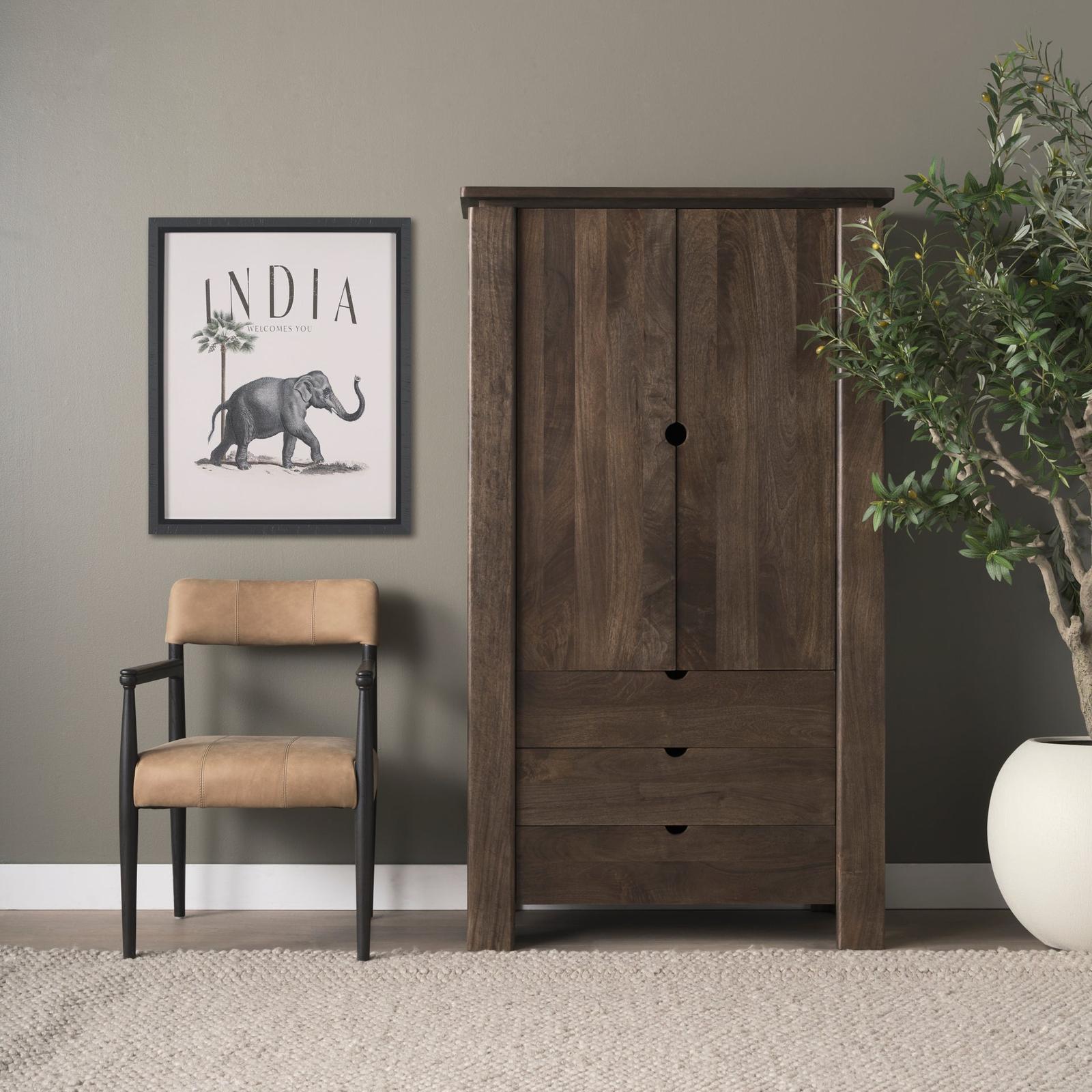 Mercana Wallen Solid Dark Brown Wood Curio Cabinet
