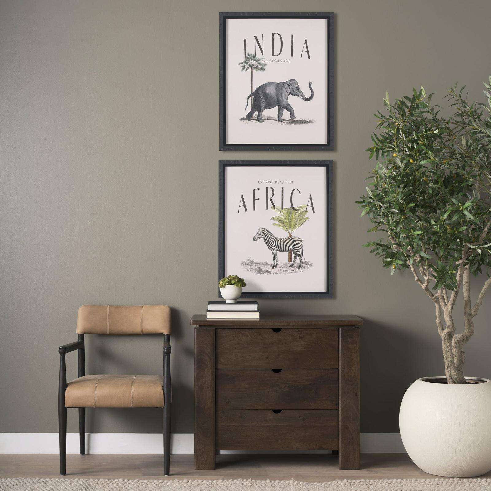 Mercana Wallen Solid Dark Brown Wood 3 Drawer Accent Cabinet