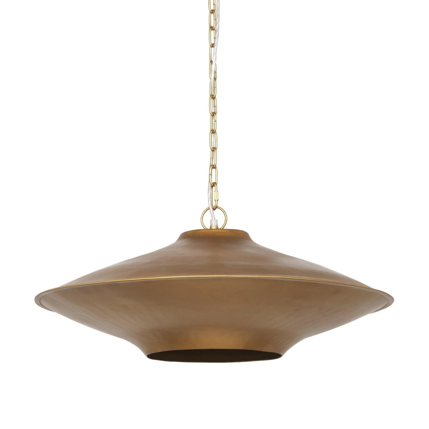 Mercana Titus 1-Light Brass Finished Metal Disc Pendant Clearance