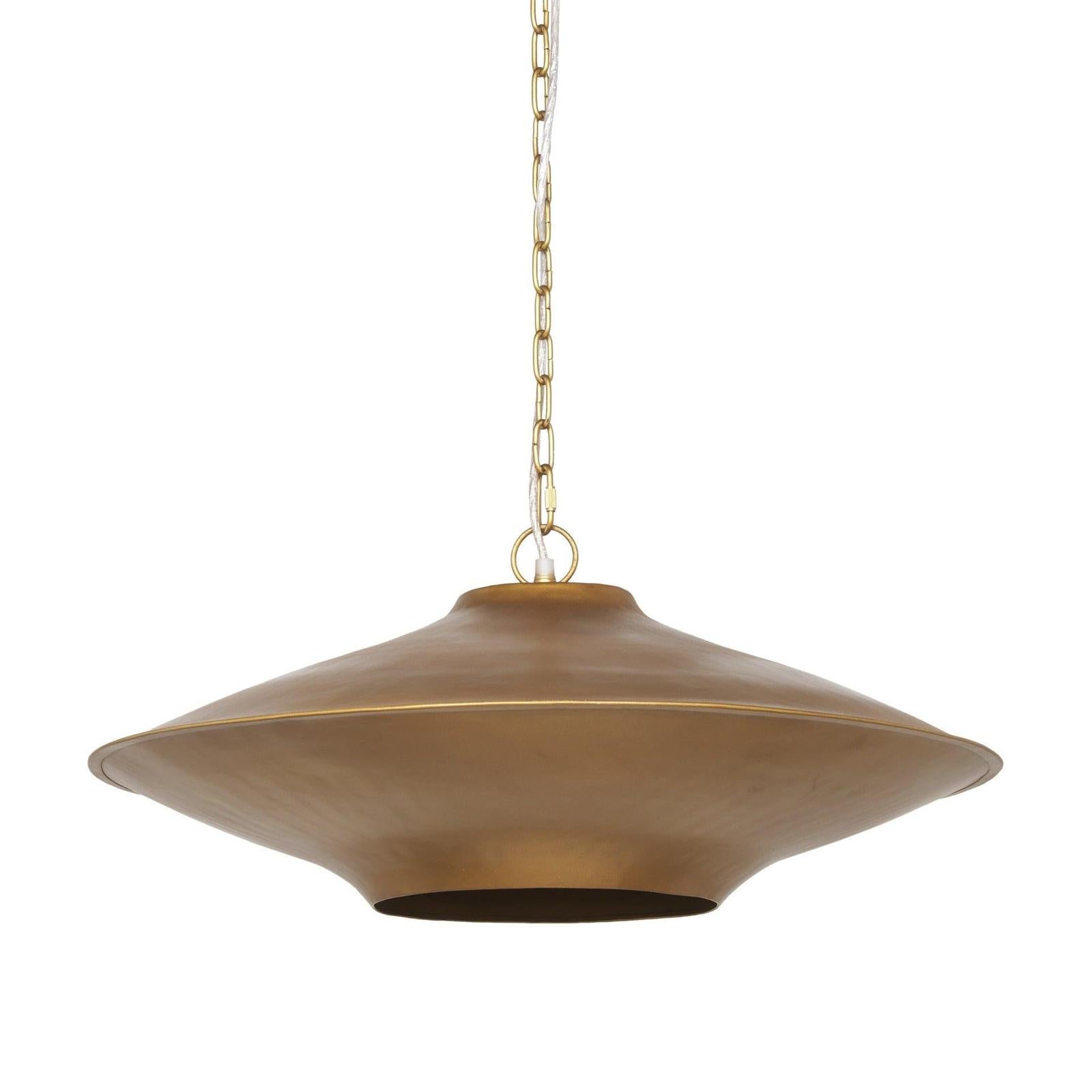 Mercana Titus 1-Light Brass Finished Metal Disc Pendant Clearance