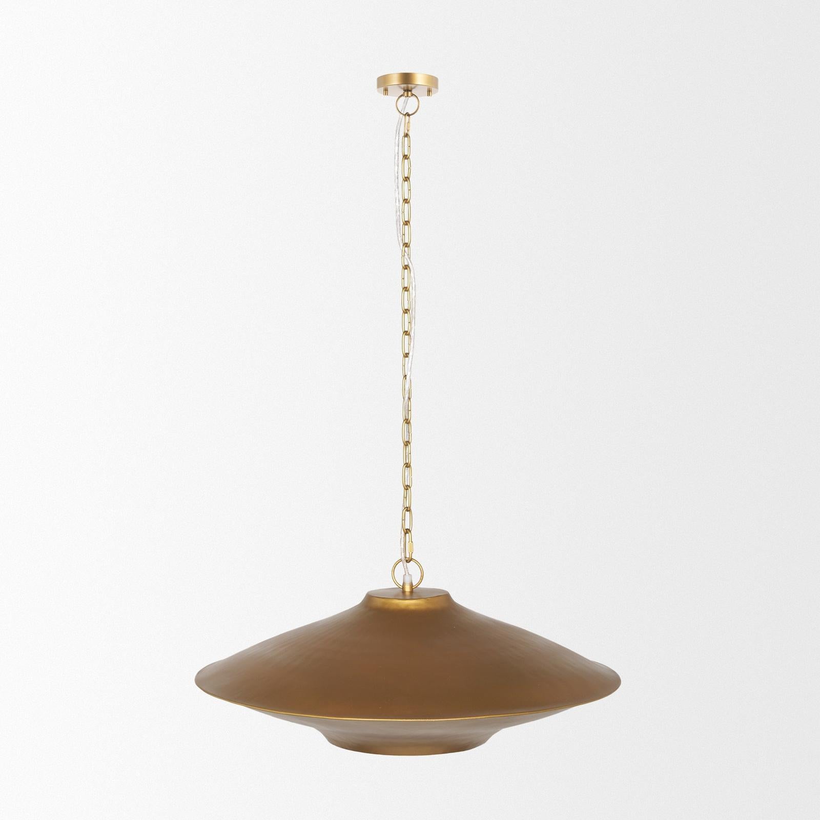 Mercana Titus 1-Light Brass Finished Metal Disc Pendant Clearance
