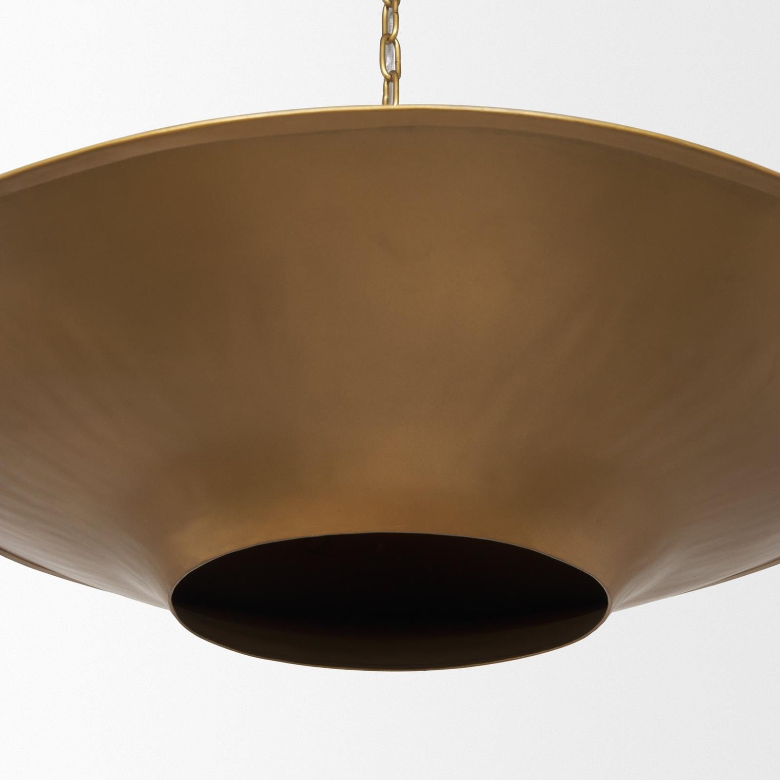 Mercana Titus 1-Light Brass Finished Metal Disc Pendant Clearance