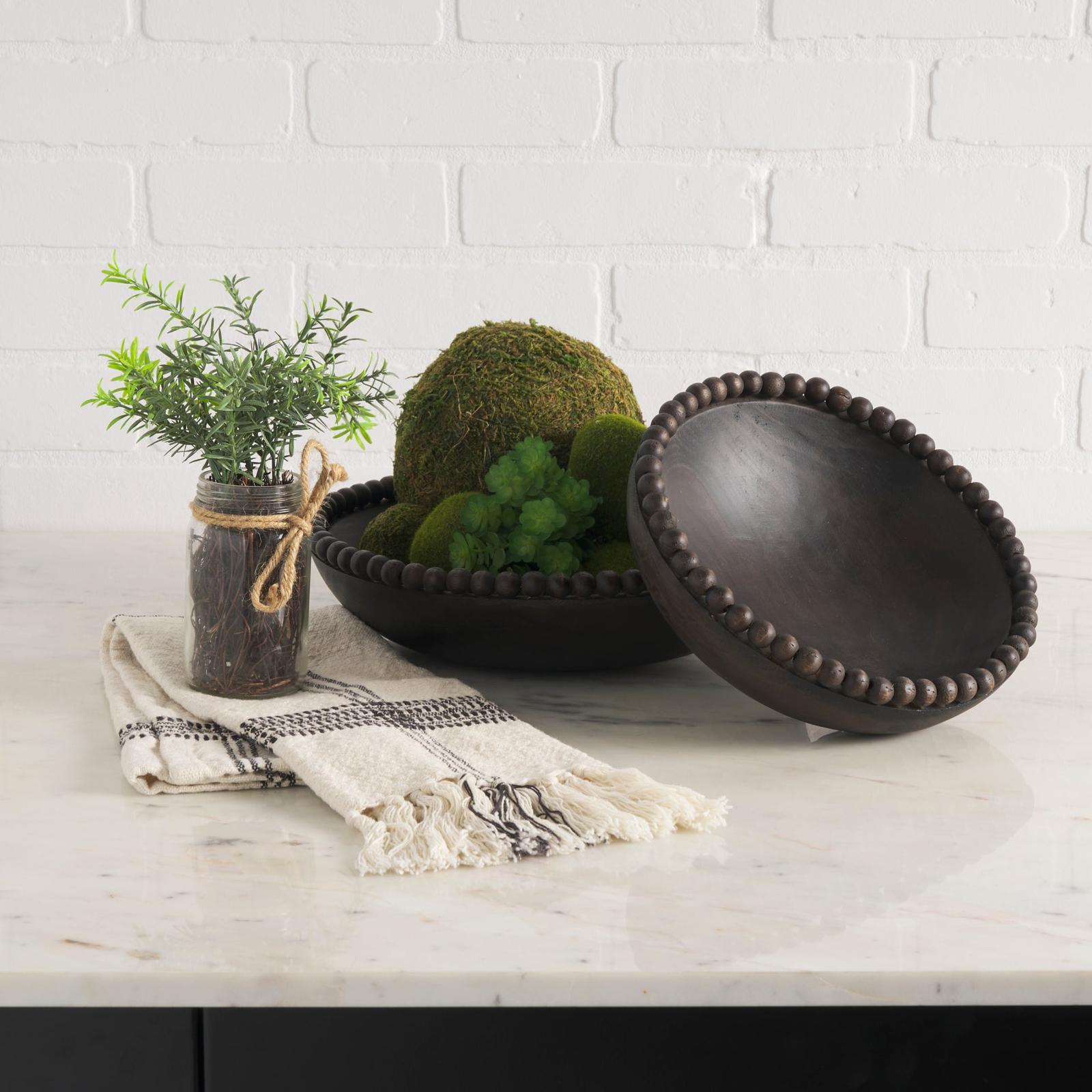 Mercana Wendell Wood w/ Wood Beads Round Bowls