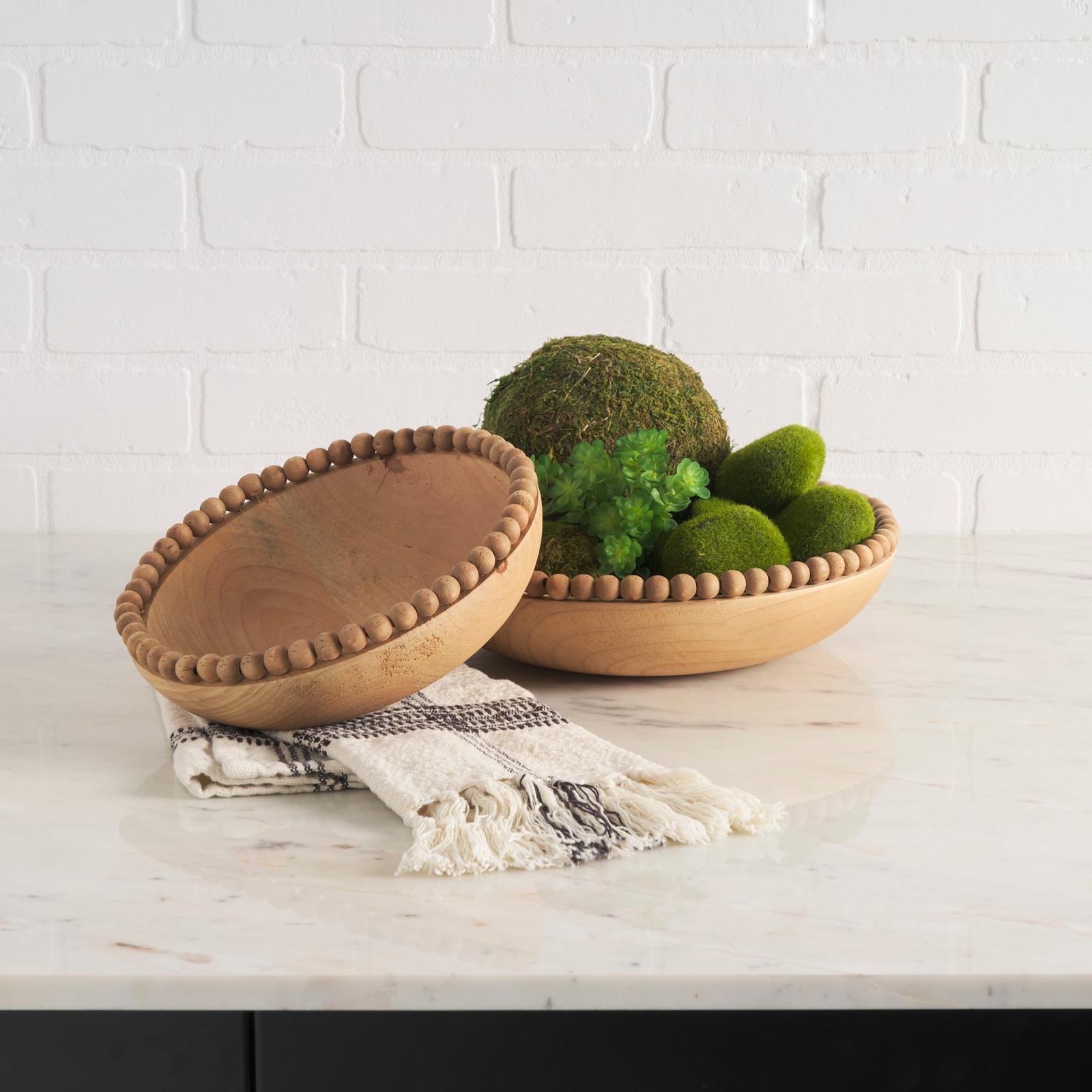 Mercana Wendell Wood w/ Wood Beads Round Bowls