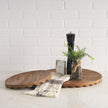 Mercana Waverly Round Light Brown Wood Scalloped Edged Trays
