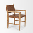 Mercana Shane Brown Wood w/ Woven Brown Leather Dining Armchair