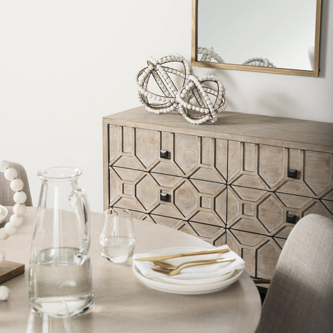 Mercana Genevieve Light Brown Fir Veneer 9 Drawer Sideboard Clearance