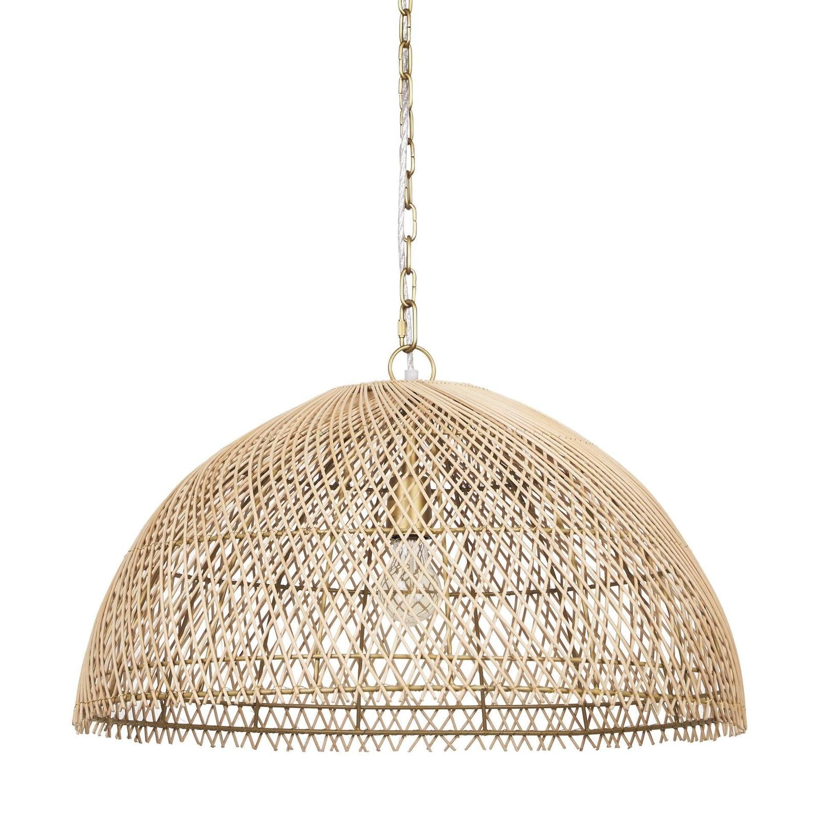 Mercana Thad 1-Light Natural Woven Rattan Dome Pendant Clearance