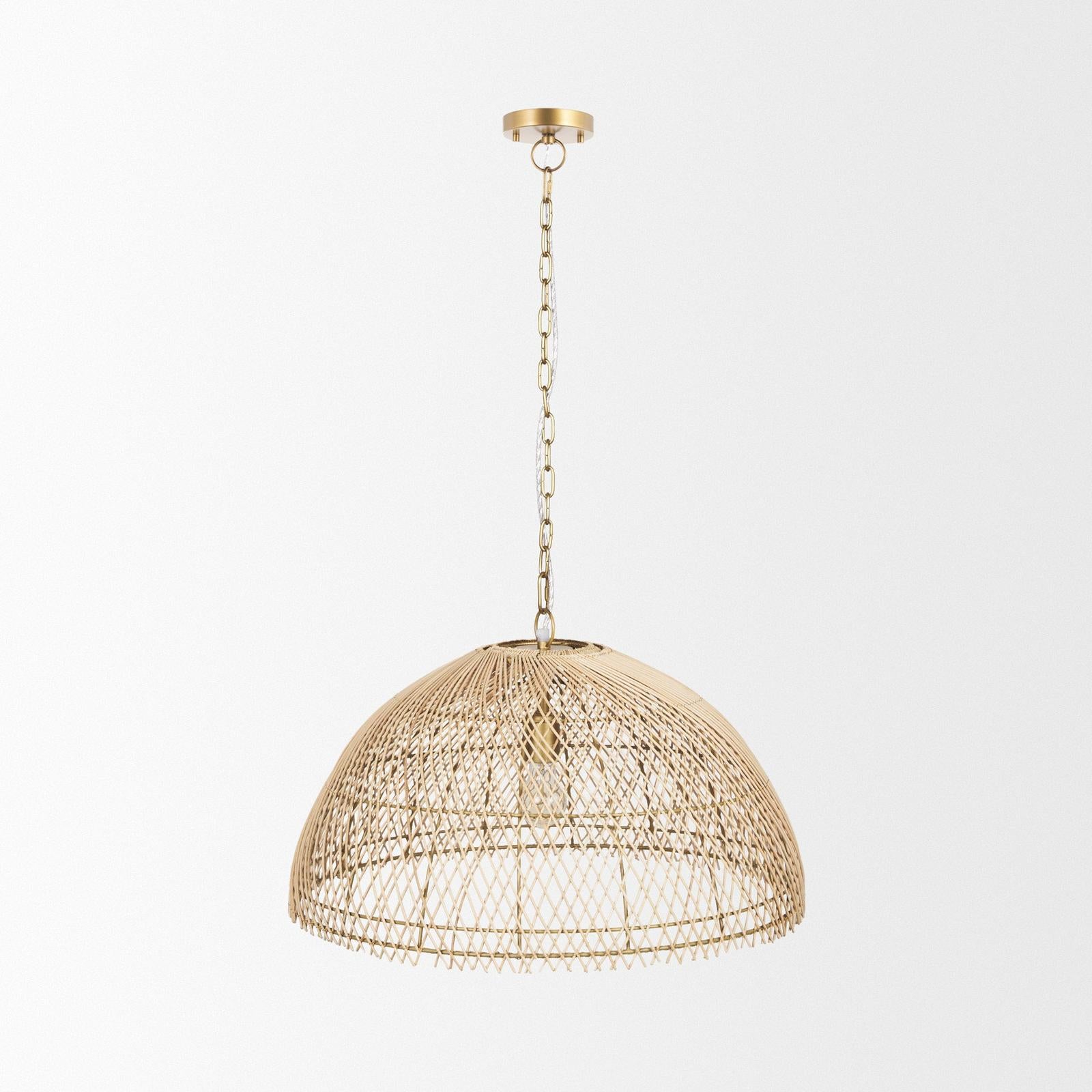 Mercana Thad 1-Light Natural Woven Rattan Dome Pendant Clearance
