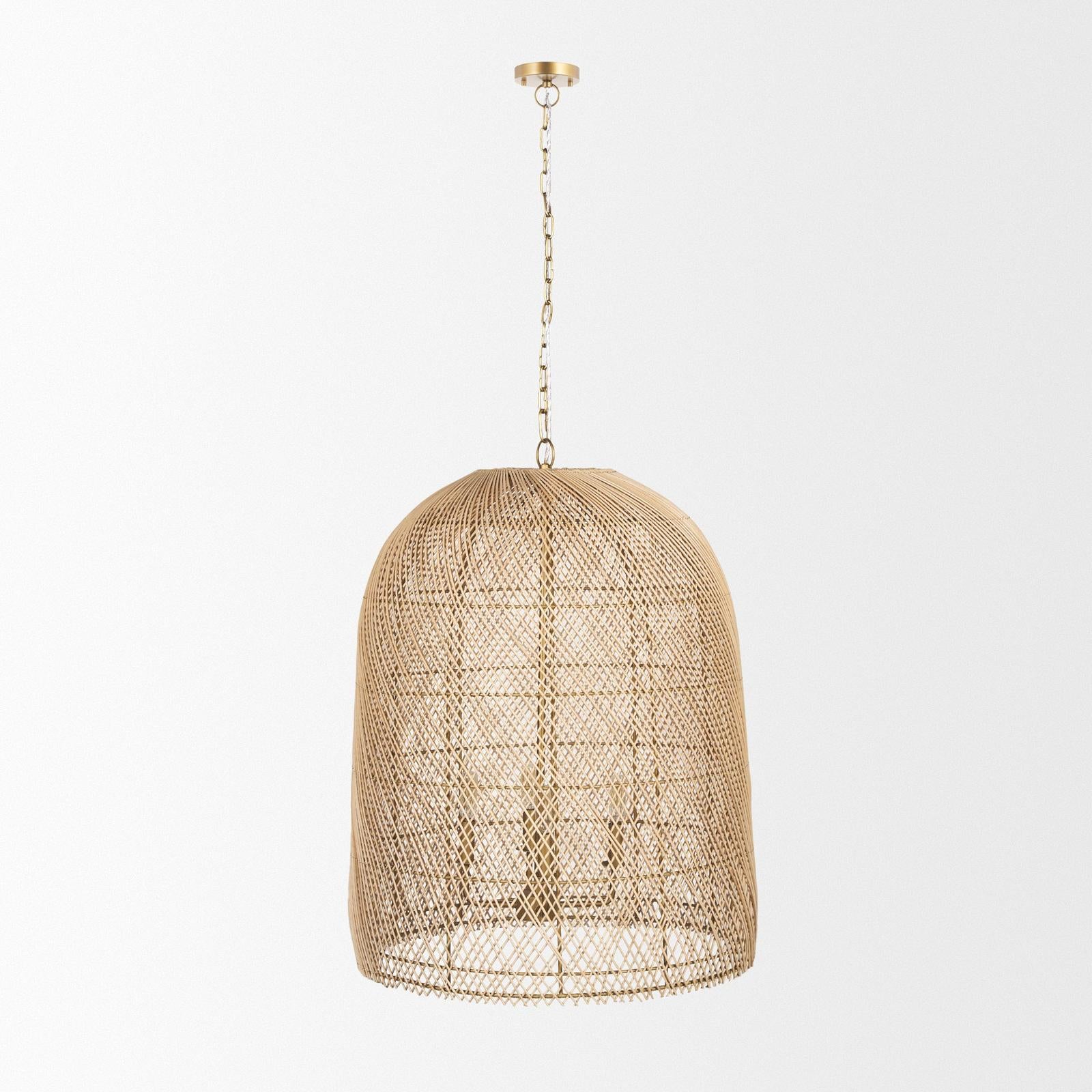 Mercana Thad 4-Light Natural Woven Rattan Chandelier