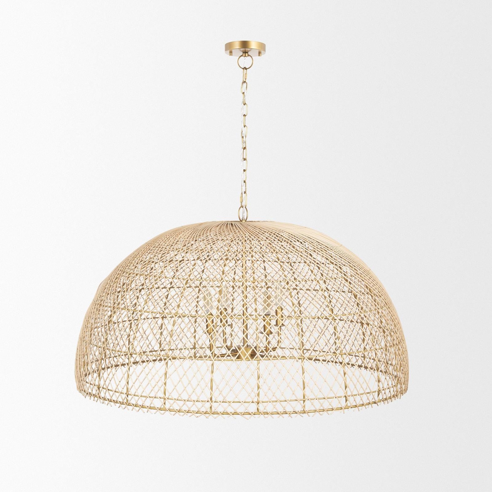 Mercana Thad 4-Light Natural Woven Rattan Chandelier