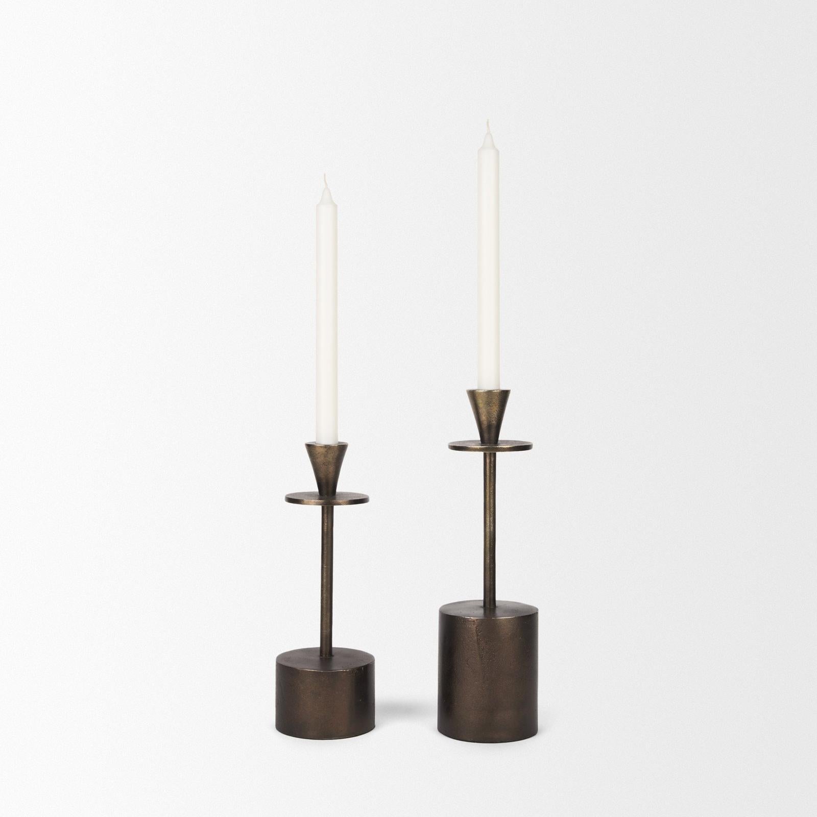Mercana Petria Textured Metal Taper Candle Holders