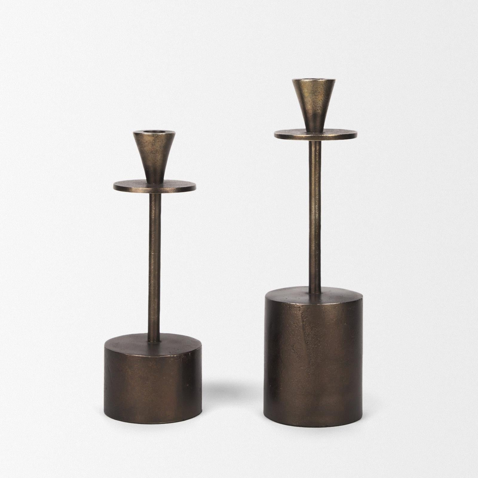 Mercana Petria Textured Metal Taper Candle Holders