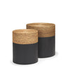 Mercana Wenopa Matte Black Wood w/ Natural Jute Accent Tables Clearance