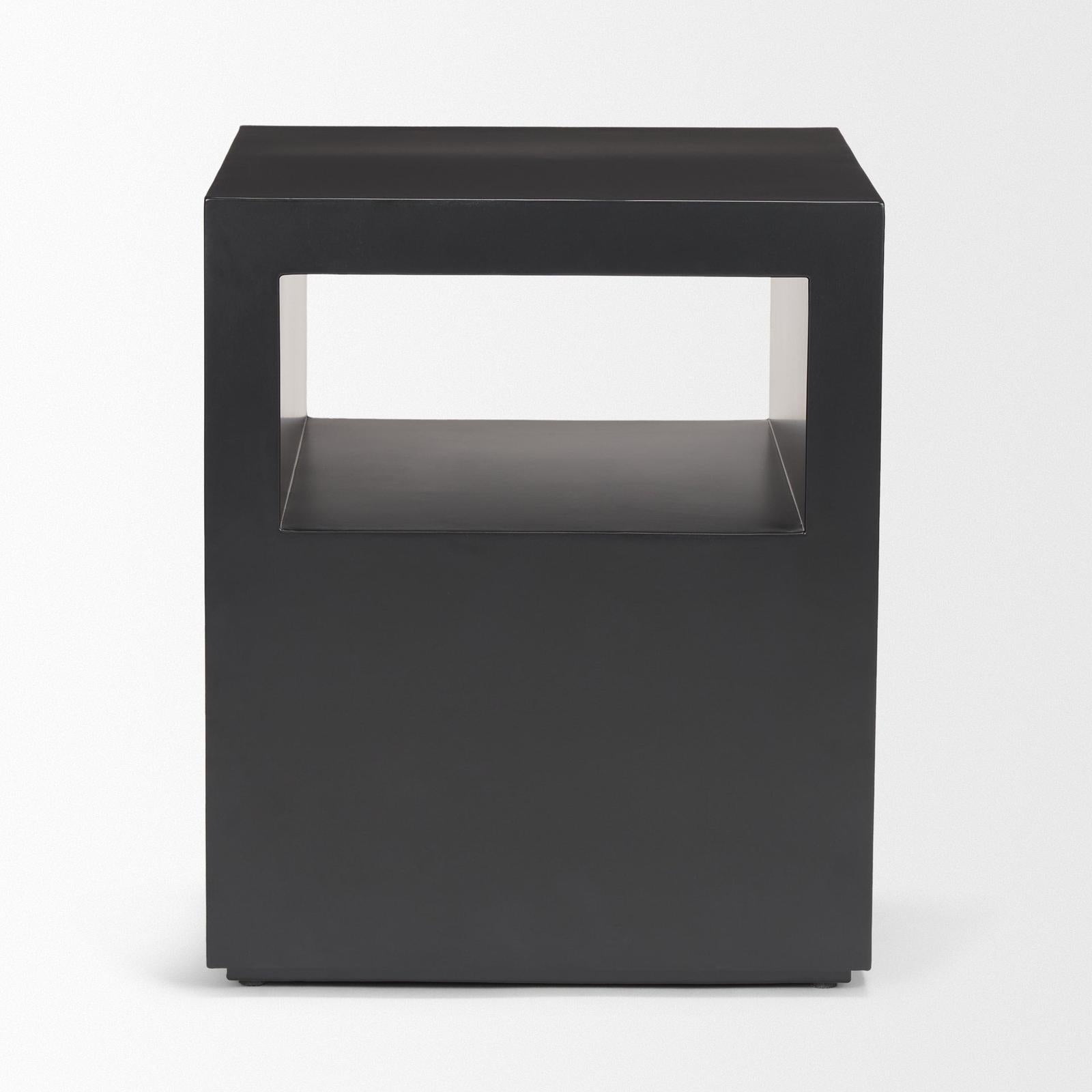 Mercana Vondra Matte Black Metal w/ Open Shelves Side table
