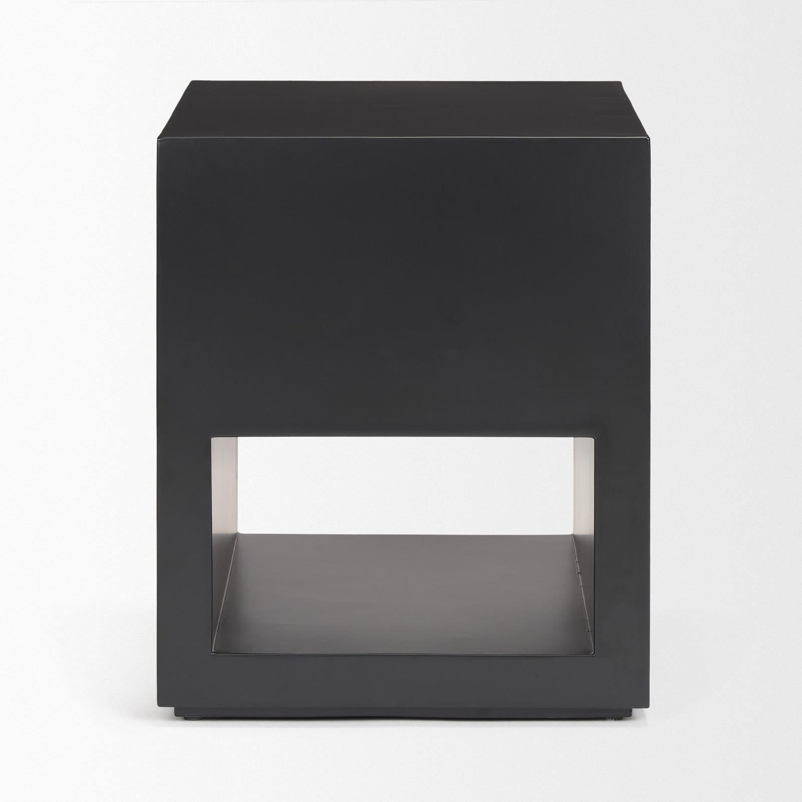 Mercana Vondra Matte Black Metal w/ Open Shelves Side table