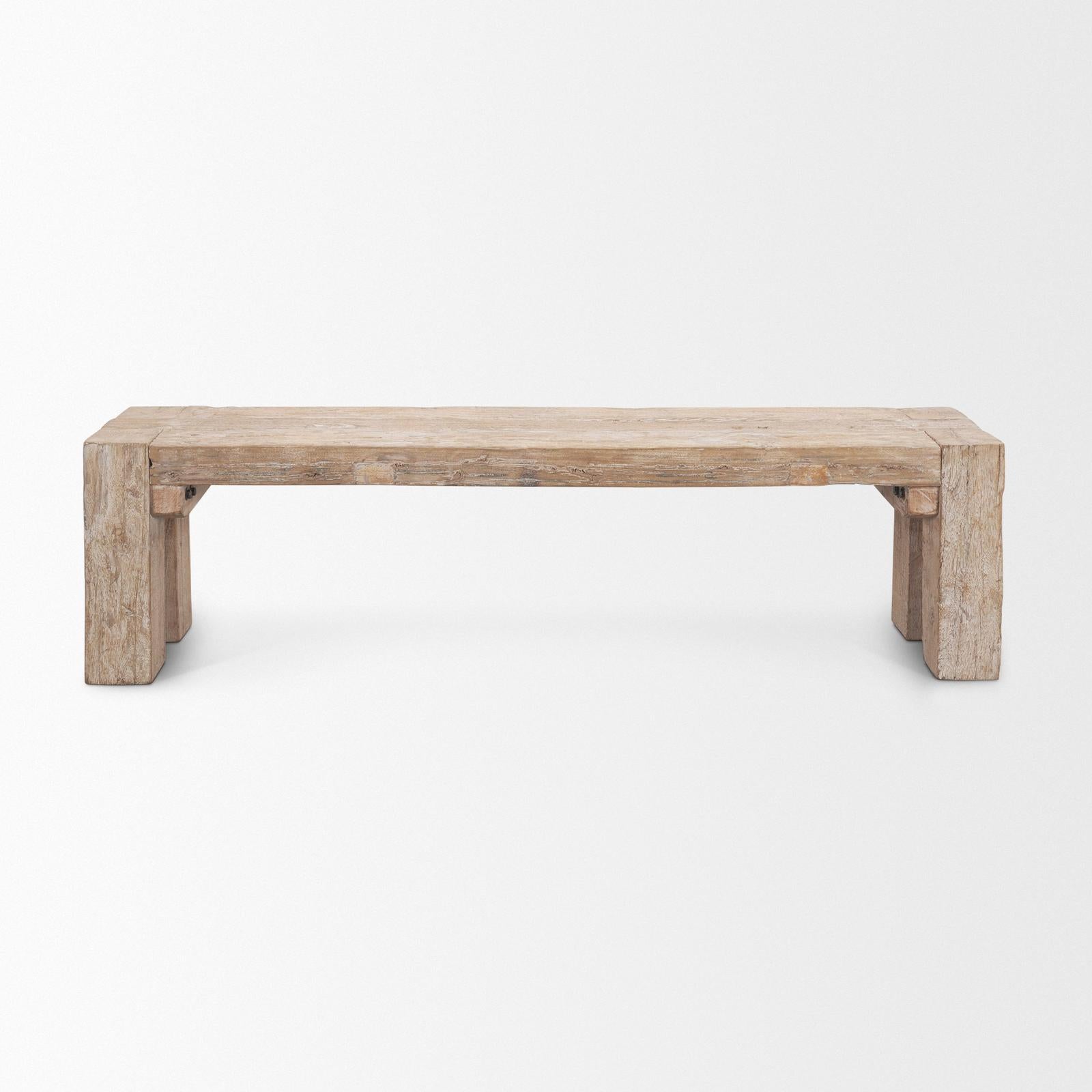 Mercana McArthur Whitewash Reclaimed Wood Bench TOP