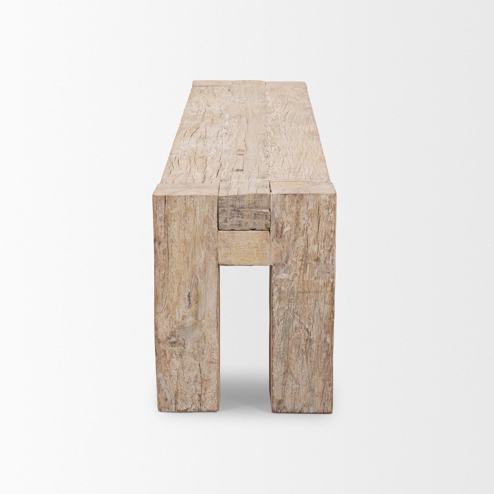 Mercana McArthur Whitewash Reclaimed Wood Bench TOP