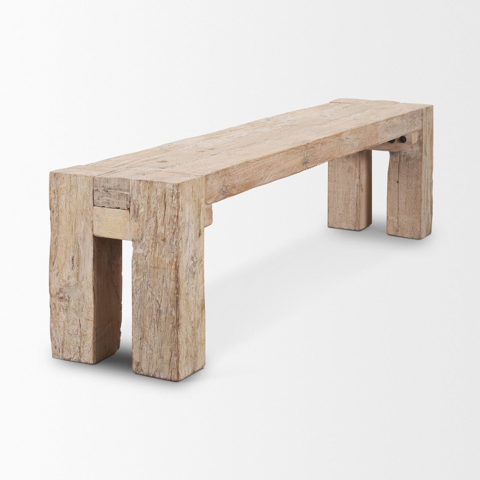 Mercana McArthur Whitewash Reclaimed Wood Bench TOP