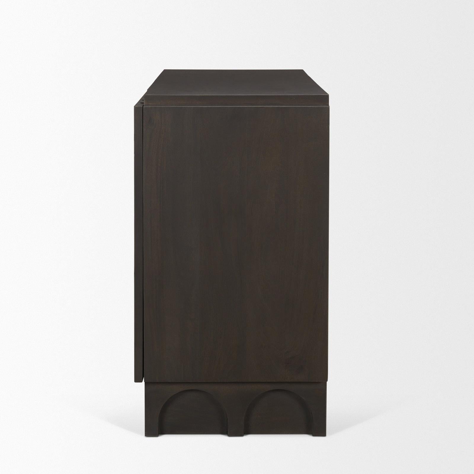 Mercana Wagner Dark Brown Wood w/ Arched Design Accent Cabinet