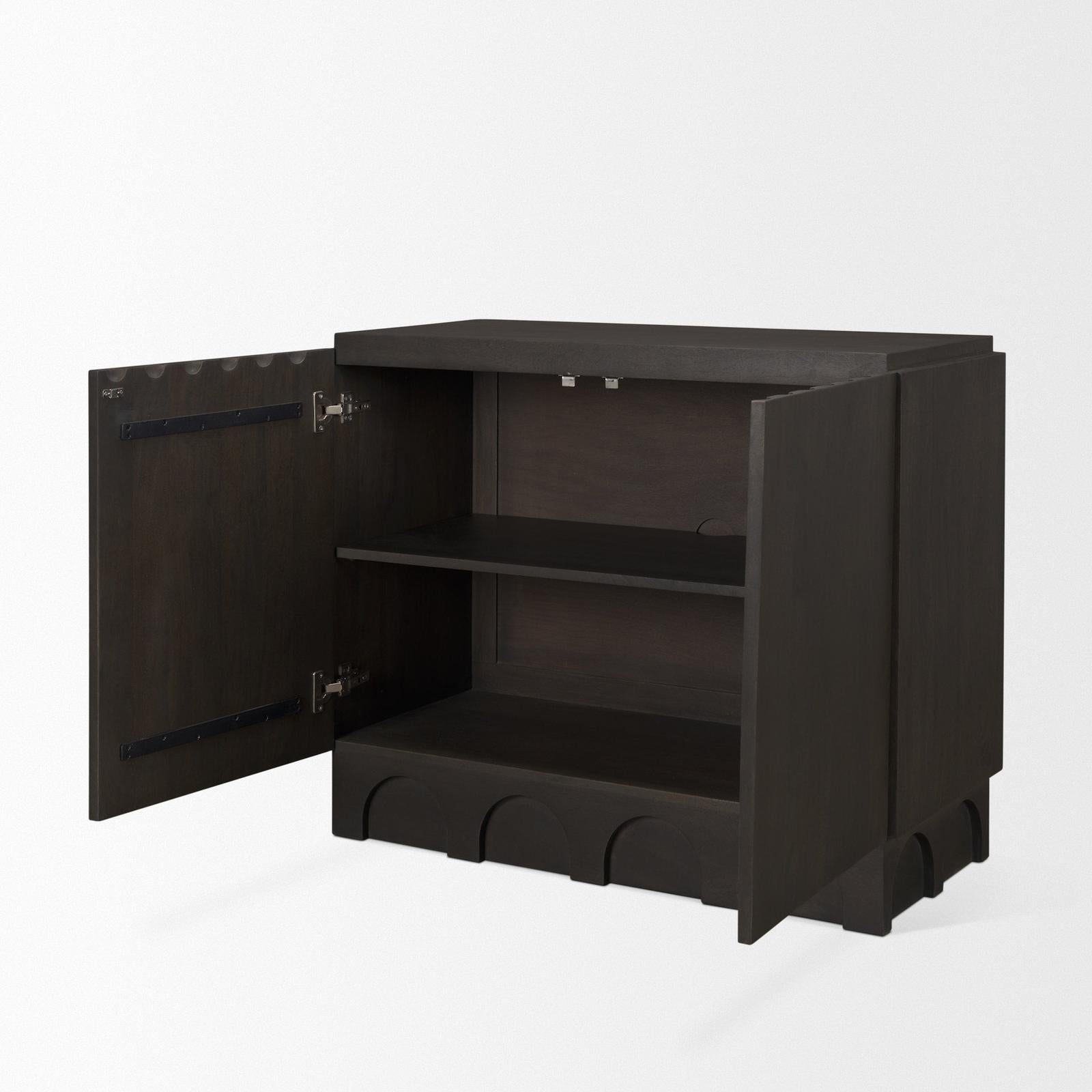 Mercana Wagner Dark Brown Wood w/ Arched Design Accent Cabinet