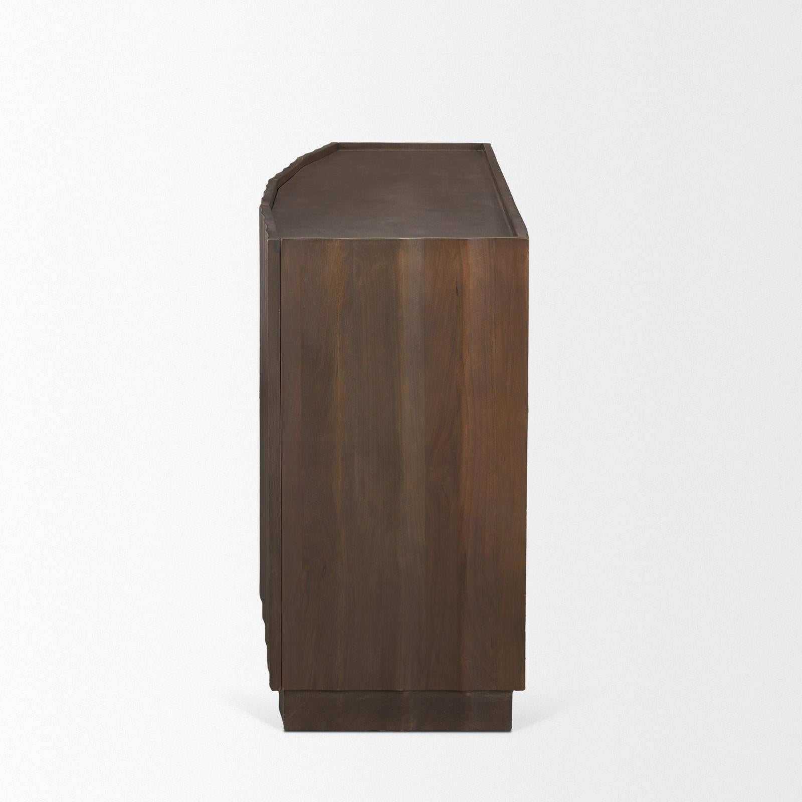 Mercana Swanson Dark Brown Wooden Scalloped Sideboard