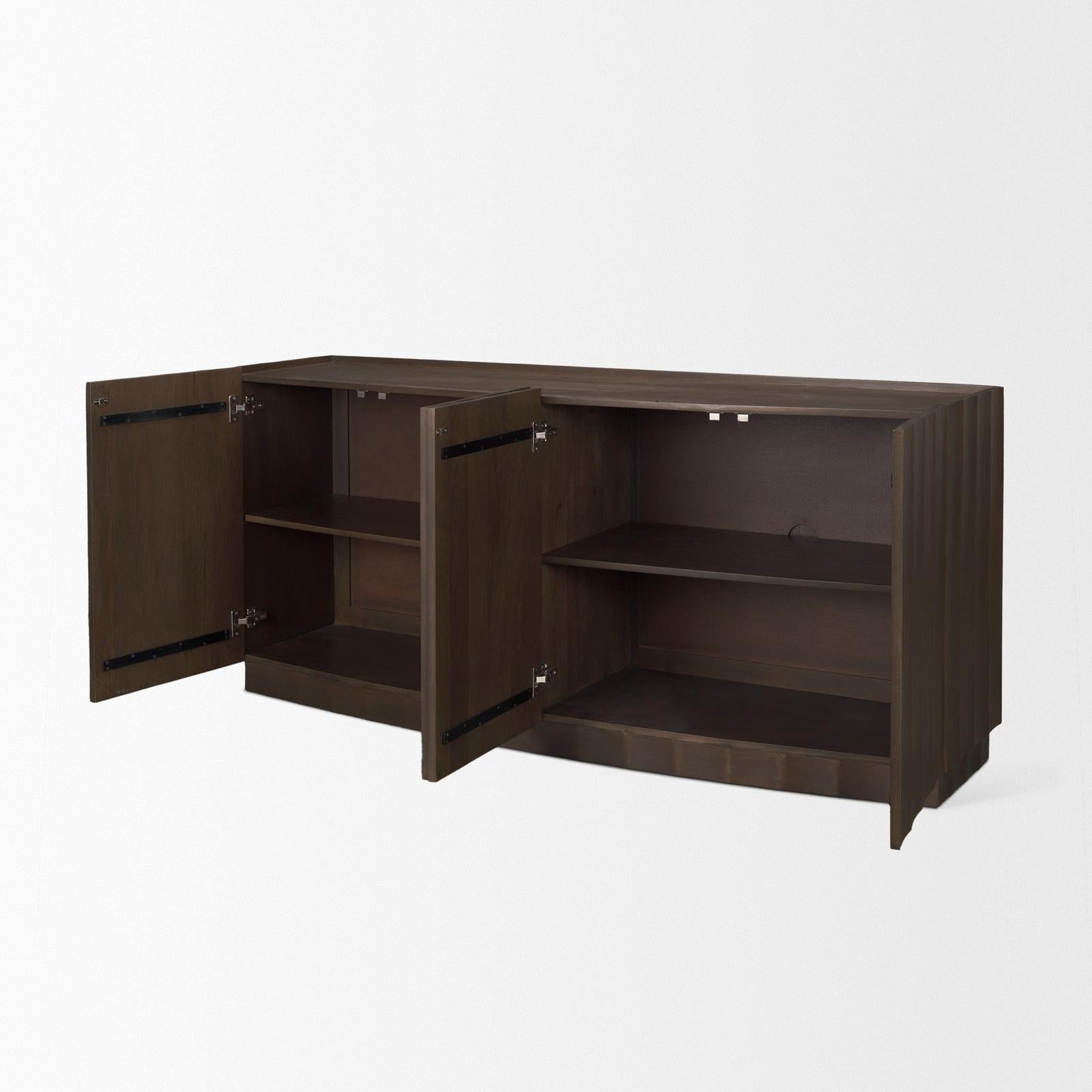Mercana Swanson Dark Brown Wooden Scalloped Sideboard