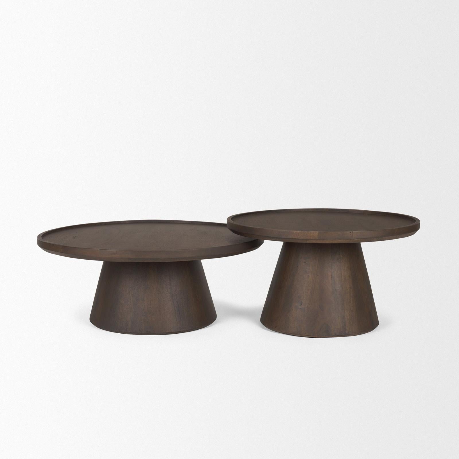 Mercana Takoda Wood Tapered Drum Nesting Coffee Tables