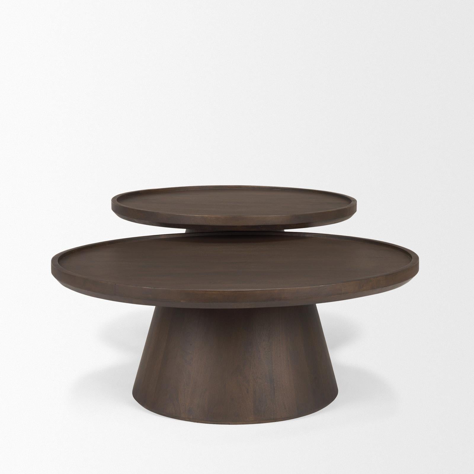 Mercana Takoda Wood Tapered Drum Nesting Coffee Tables