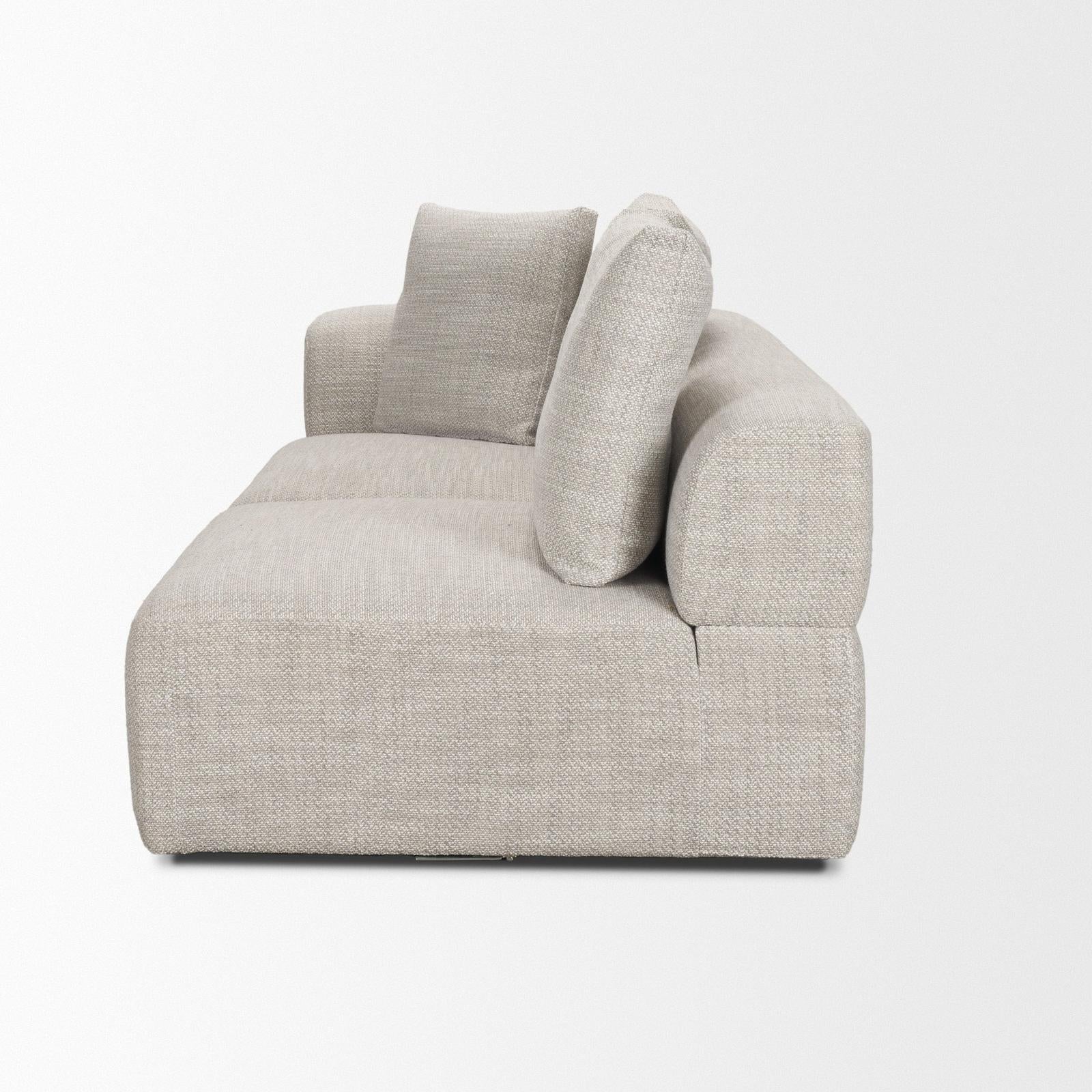 Mercana Warner Left Arm 3 Seater Gray Performance Fabric w/ Ash Wood Sofa