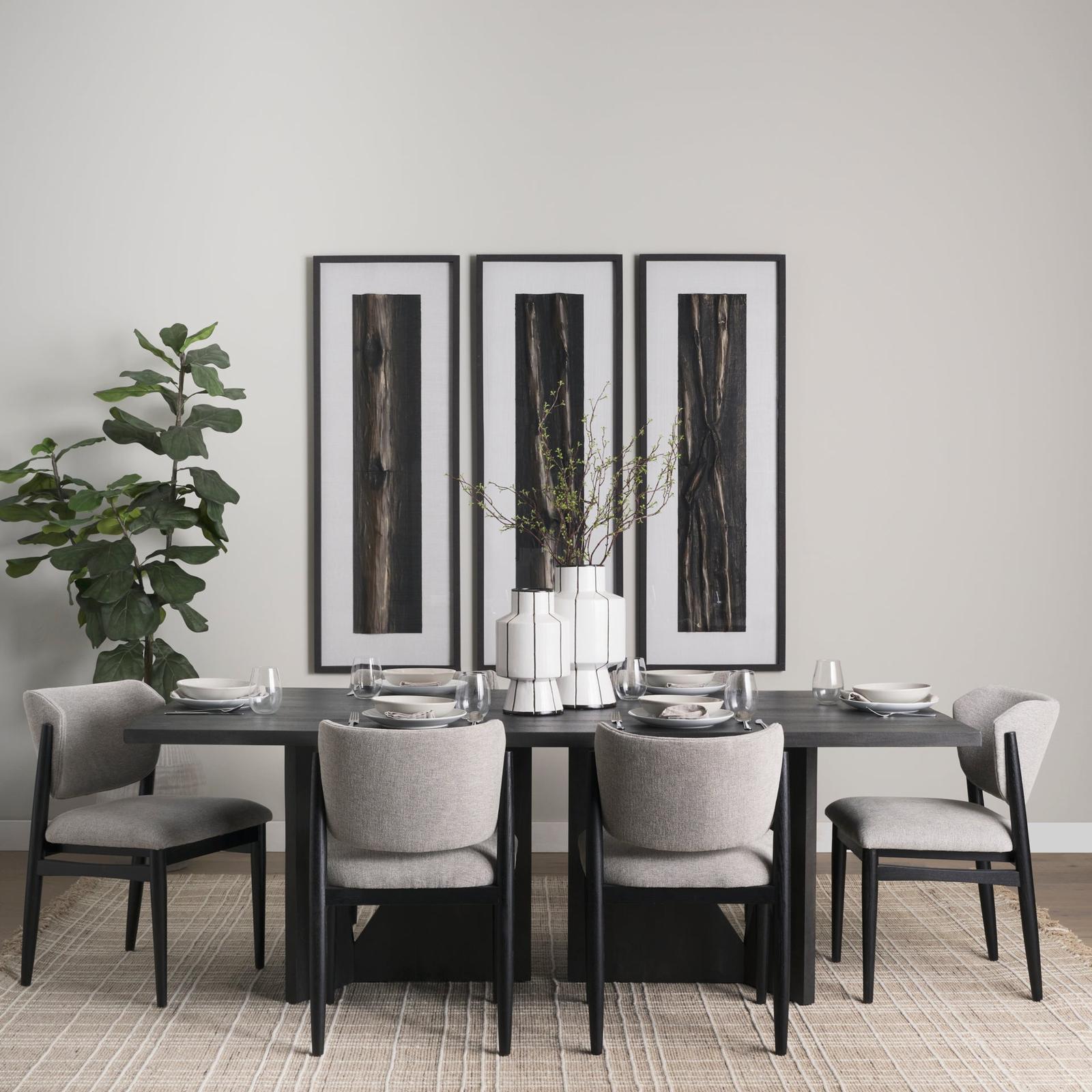 Mercana Cline Gray Fabric W/Black Wood Dining Chair