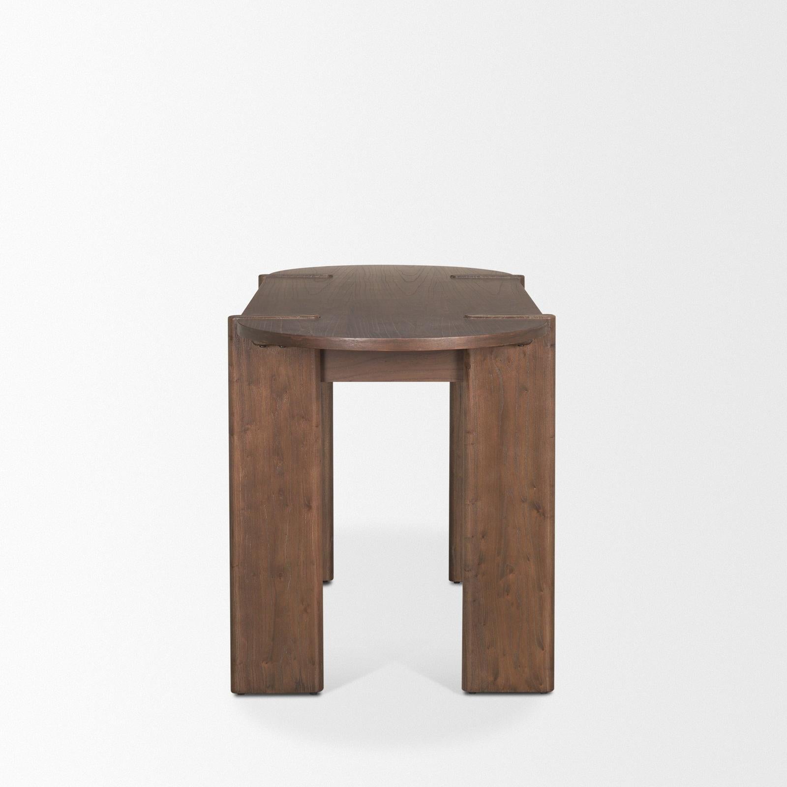 Mercana Sohan Dark Brown Elm Wood Oblong Desk