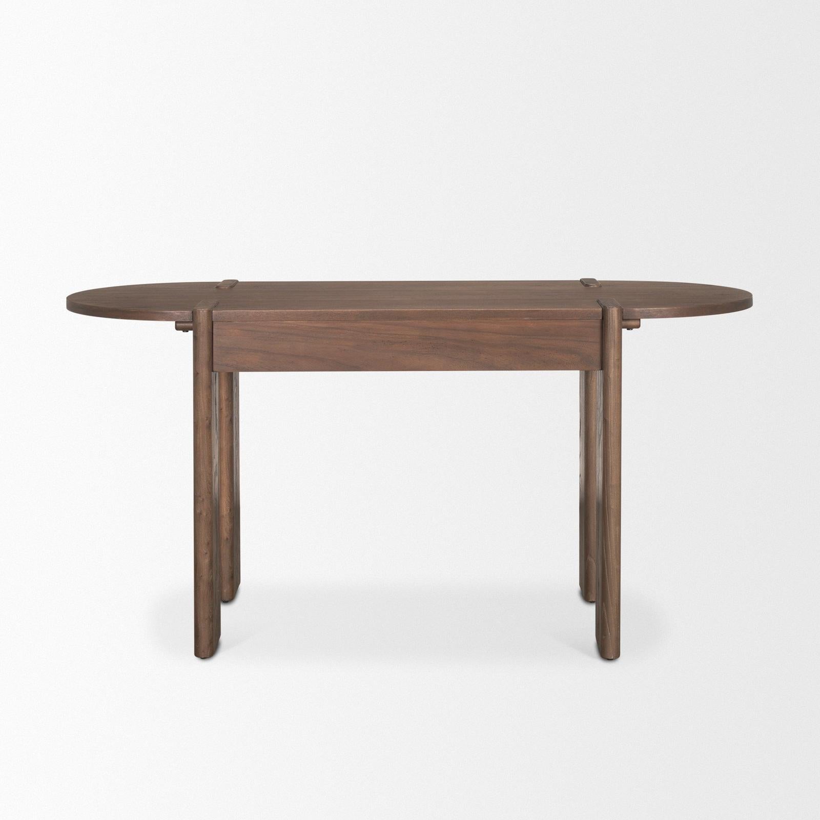Mercana Sohan Dark Brown Elm Wood Oblong Desk