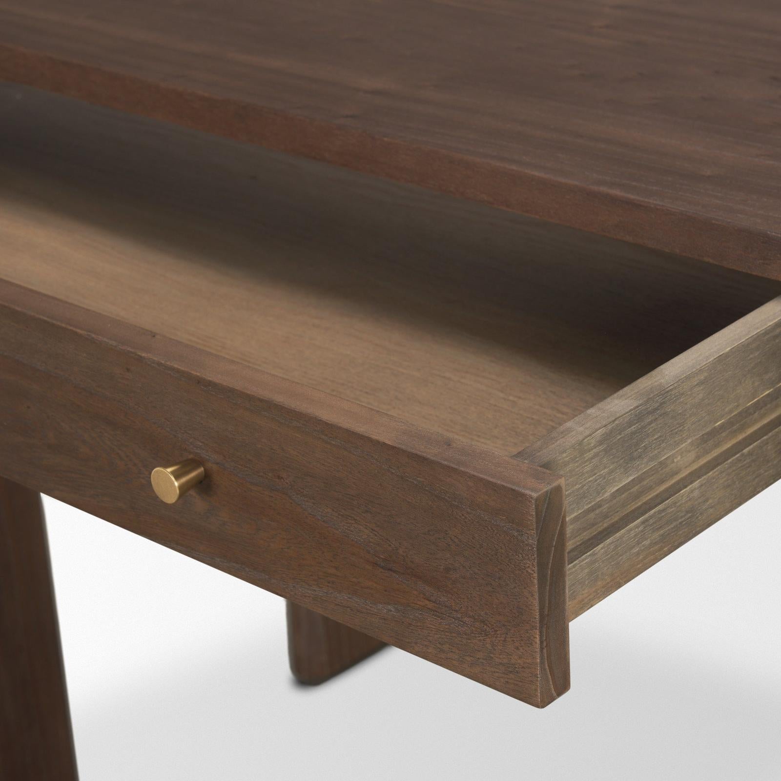 Mercana Sohan Dark Brown Elm Wood Oblong Desk