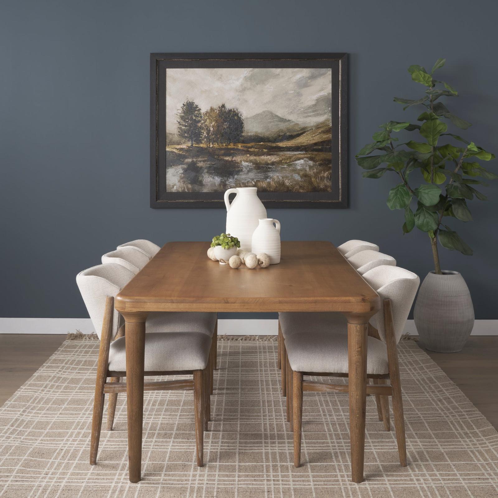 Mercana Suvan Light Brown Rectangular Oak Wood Dining Table