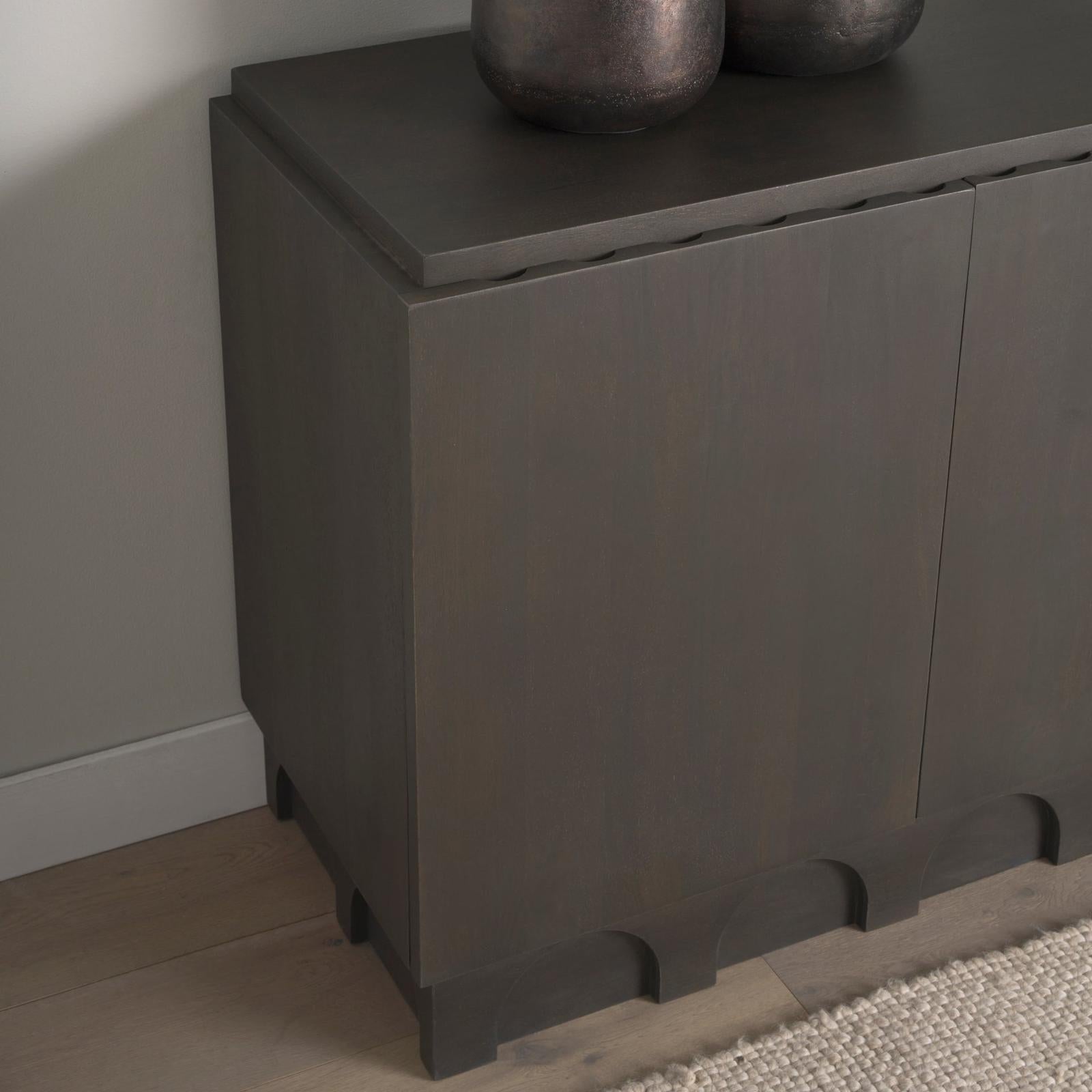 Mercana Wagner Dark Brown Wood w/ Arched Design Accent Cabinet