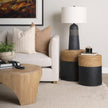 Mercana Wenopa Matte Black Wood w/ Natural Jute Accent Tables Clearance