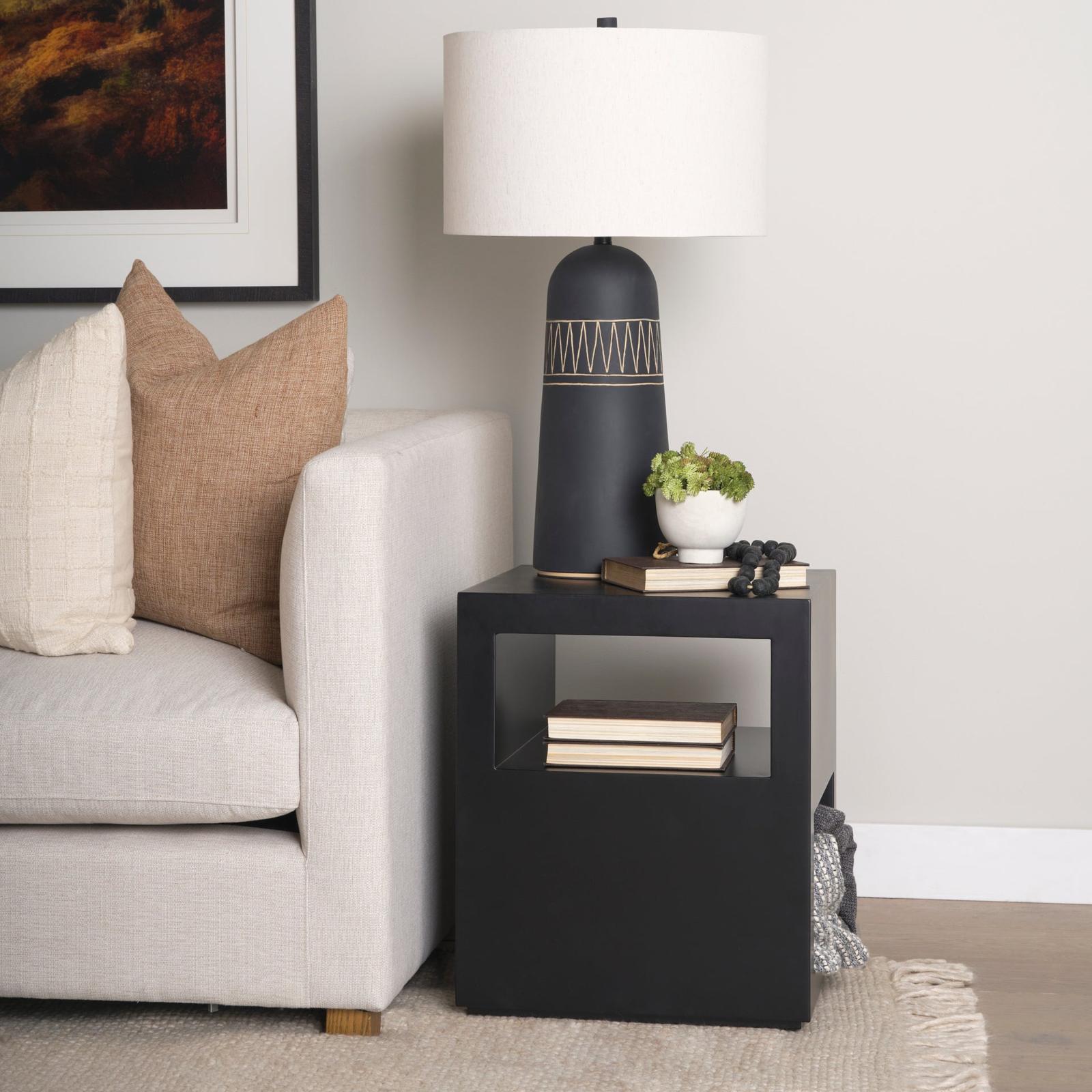 Mercana Vondra Matte Black Metal w/ Open Shelves Side table