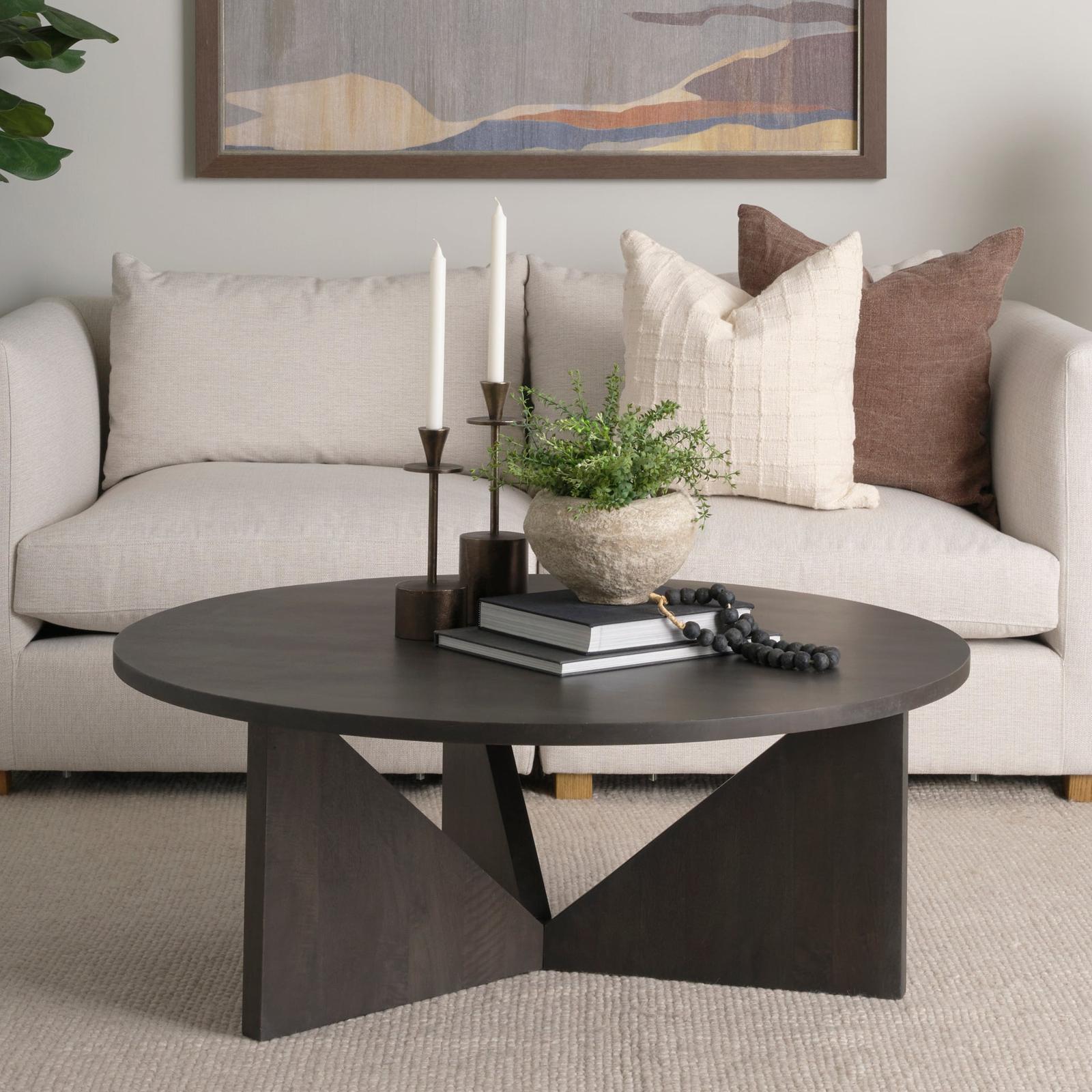 Mercana Tarro Brown Wood w/ Triangle Legs Coffee Table Clearance